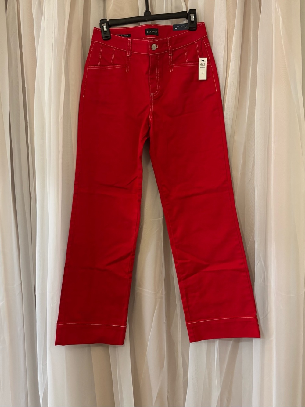 Talbots Size 2 Classic Red Trouser Wide-Leg Jeans